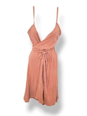 Patagonia Rust-Pink Wrap Midi Dress with Tie Waist